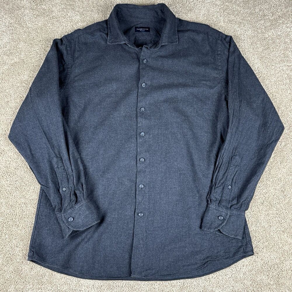 Proper Cloth Shirt Men's Blue Gray Long Sleeve Button Up Business Casual Preppy